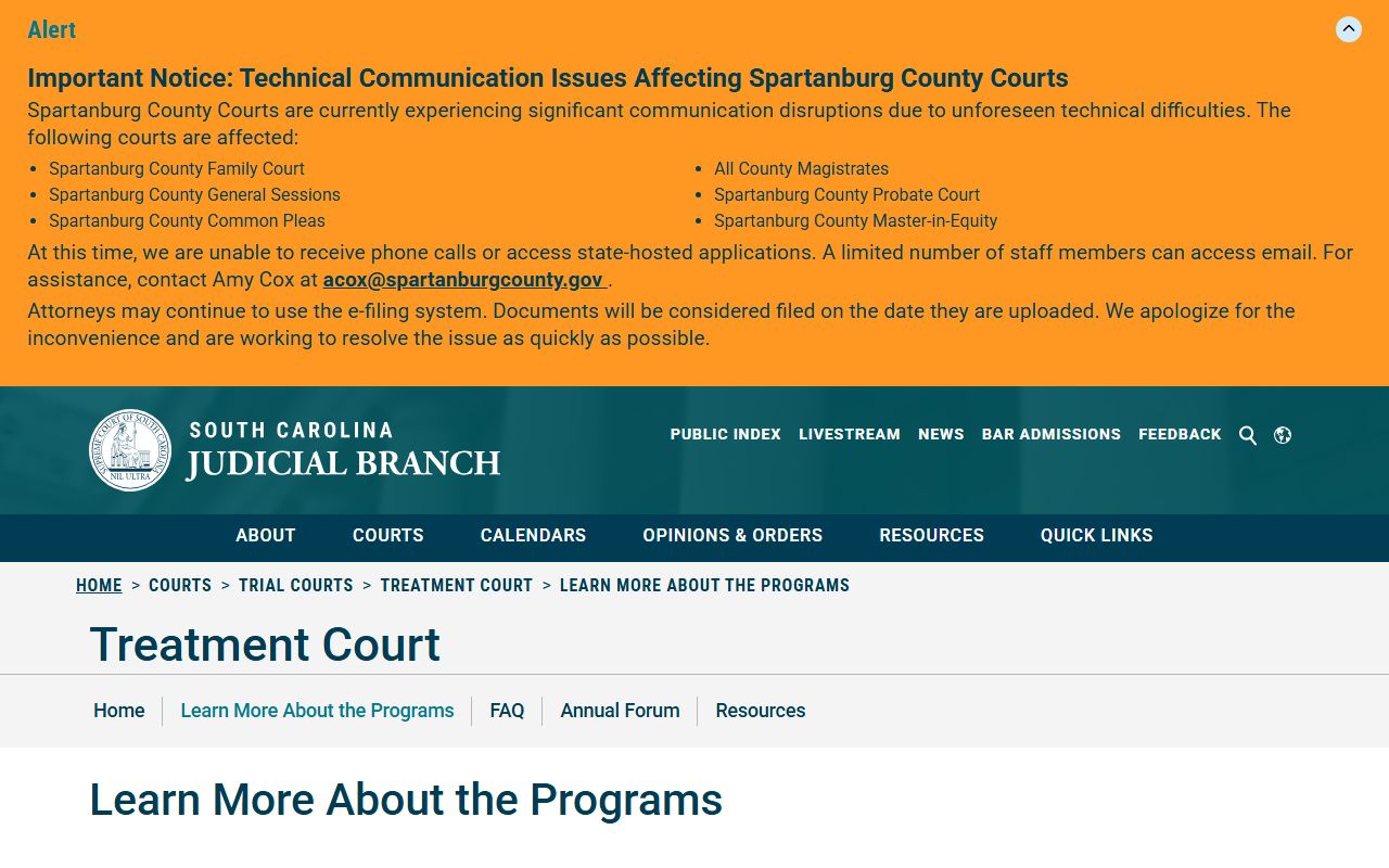 Cherokee County Circuit Court South Carolina treatment court programs