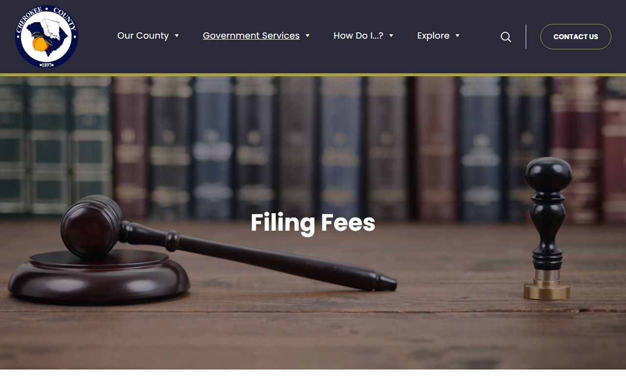 Cherokee County Clerk of Court records filing fee schedule