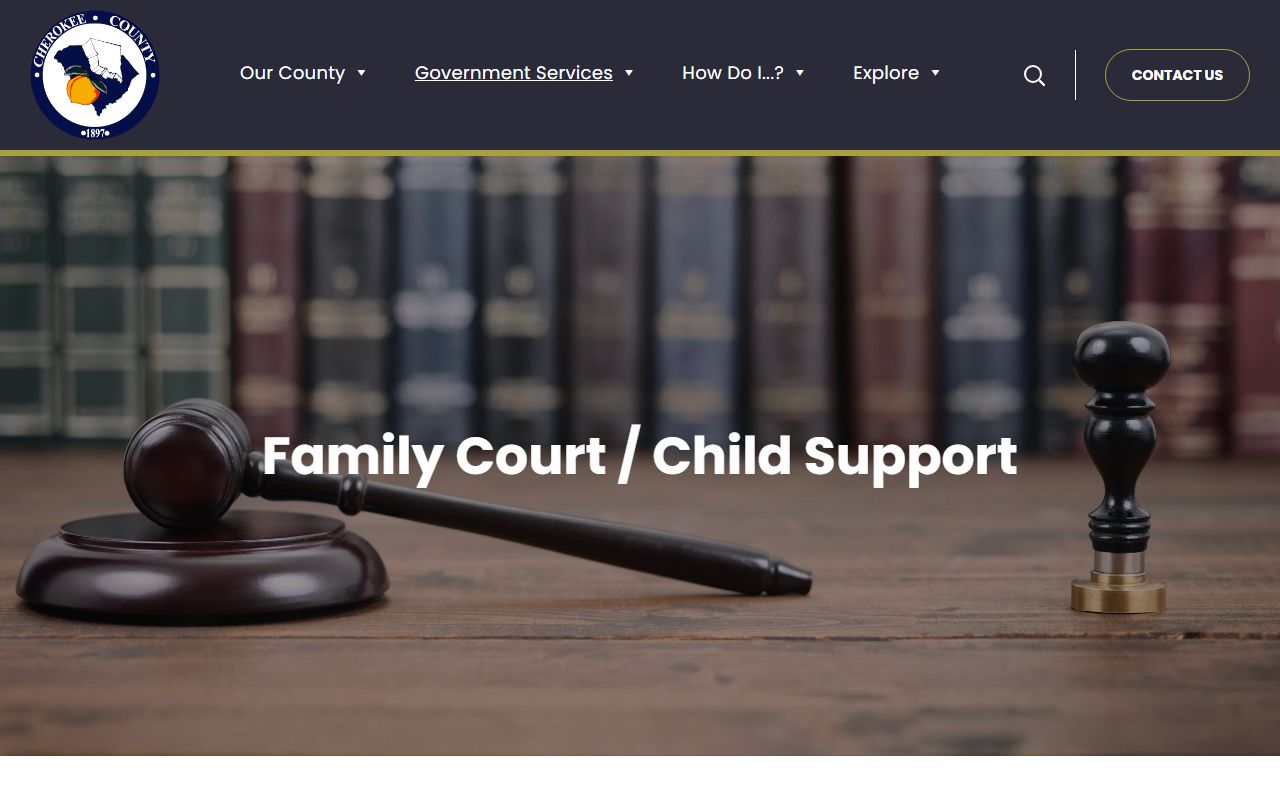 Cherokee County Clerk of Court records Family Court child support page