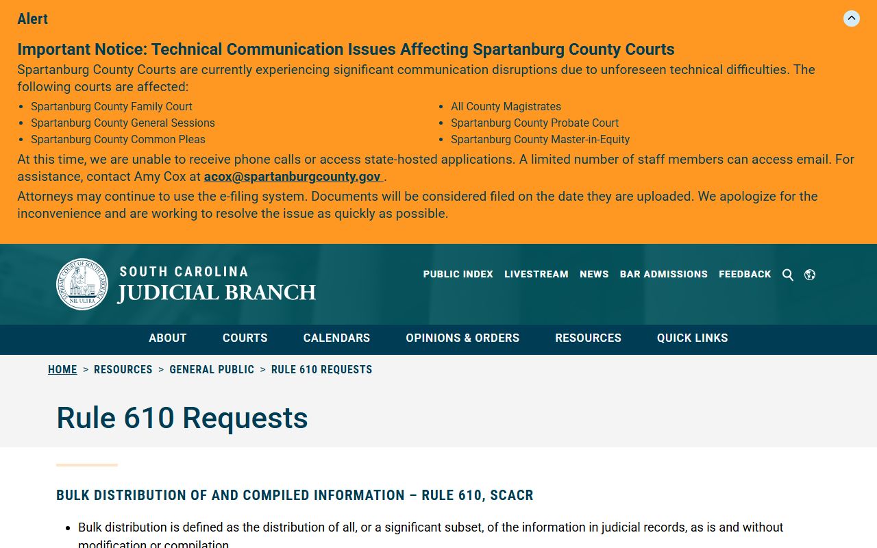 Cherokee County court records Rule 610 judicial records requests