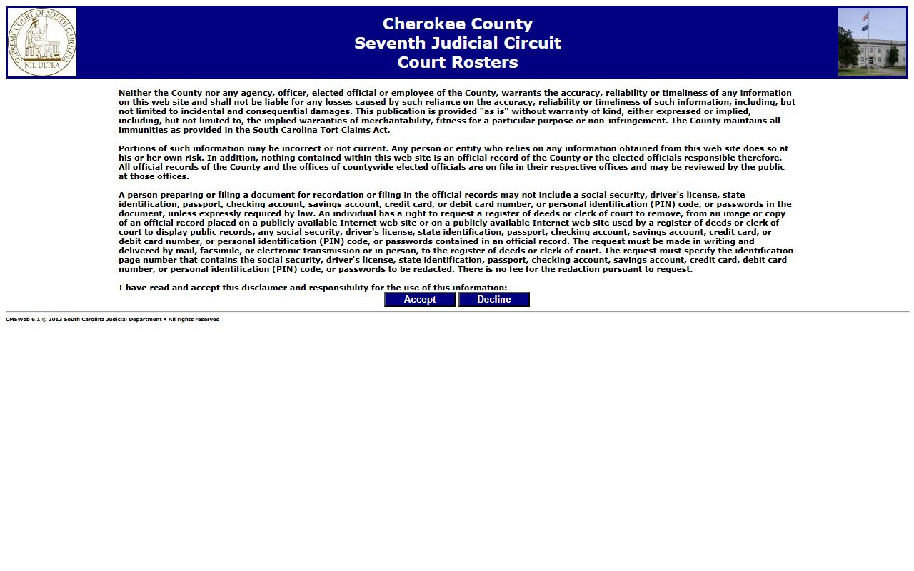 Cherokee County court records Court Rosters search