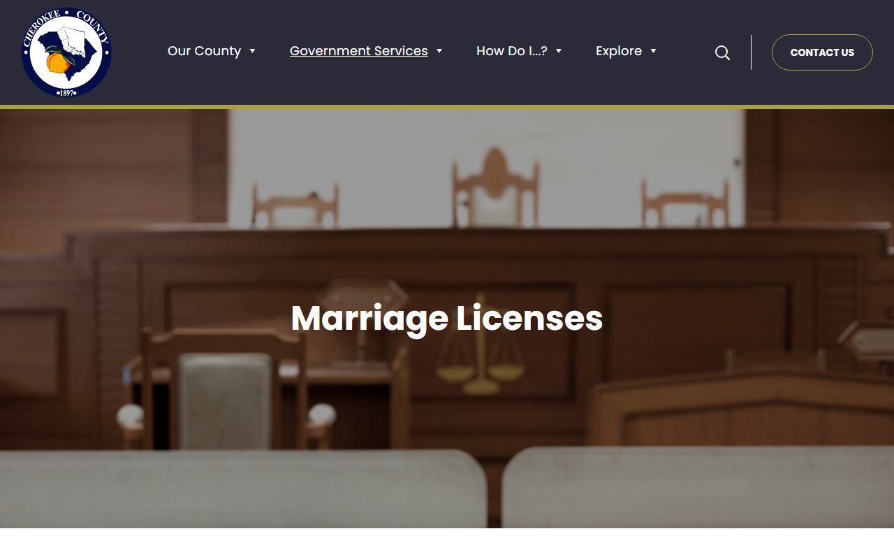 Cherokee County marriage records Probate Court marriage license page