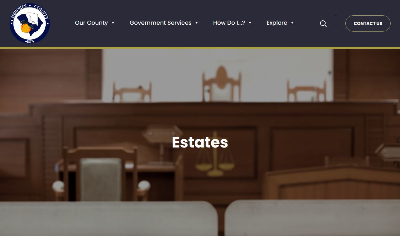 Cherokee County probate records estate search and estates page
