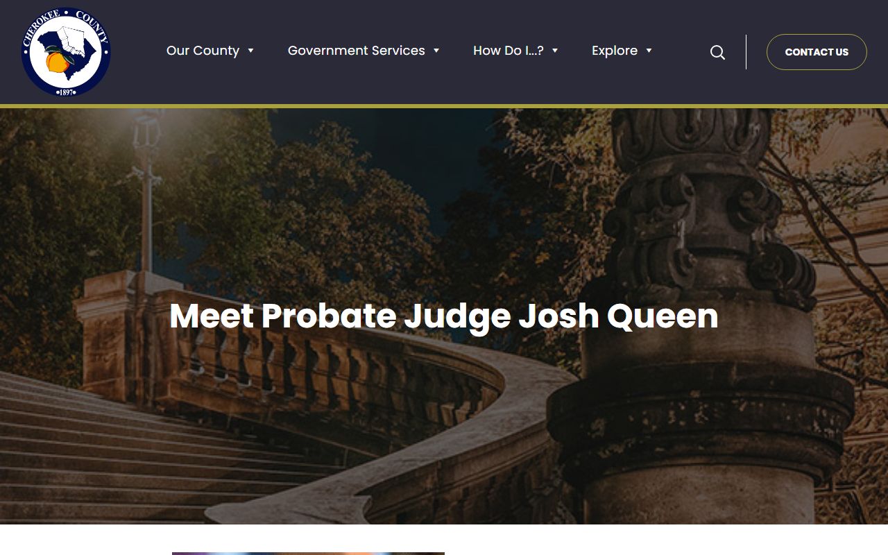 Cherokee County probate records Probate Judge page